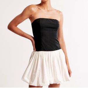 Black and White Strapless Bubble Dress